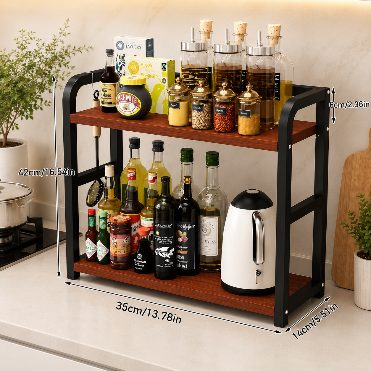 2-Tier Metal Countertop Shelf